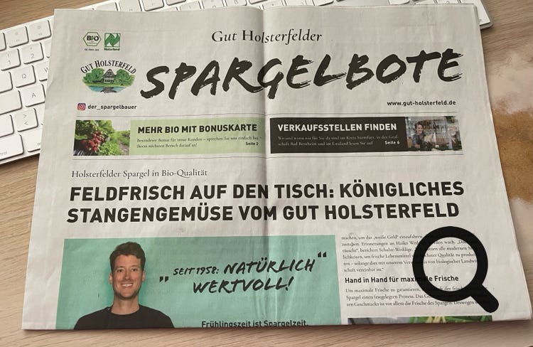 8-seitige Zeitung. Produziert für das Gut Holsterfeld (Rheine).